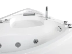 Online Wanna narożna z hydromasażem LED NEIVA 150 x 100 cm Biały Wszystkie Wanny|Wanny Z Hydromasażem