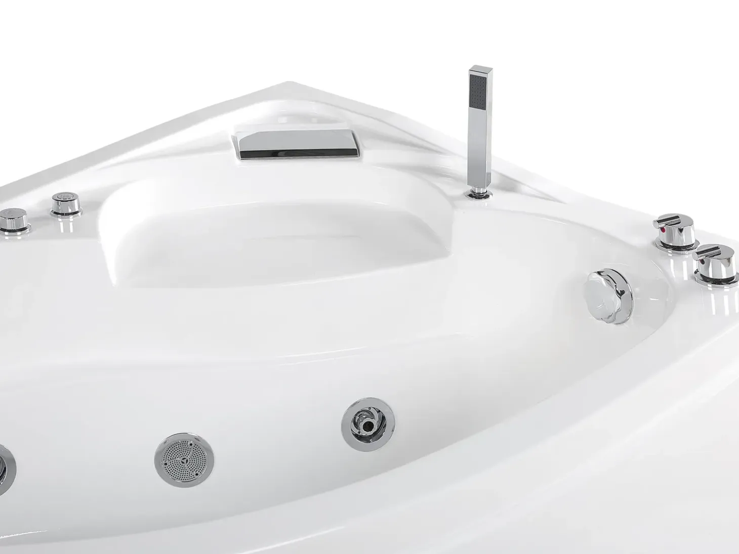 Online Wanna narożna z hydromasażem LED NEIVA 150 x 100 cm Biały Wszystkie Wanny|Wanny Z Hydromasażem