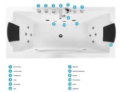 Best Wanna narożna z hydromasażem LED HAWES II 180 x 80 cm Wanny Z Hydromasażem|Wszystkie Wanny