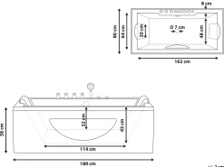 Best Wanna narożna z hydromasażem LED HAWES II 180 x 80 cm Wanny Z Hydromasażem|Wszystkie Wanny