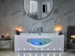 Best Wanna narożna z hydromasażem LED HAWES II 180 x 80 cm Wanny Z Hydromasażem|Wszystkie Wanny