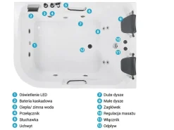Discount Wanna narożna z hydromasażem LED BAYAMO 170 x 120 cm Wszystkie Wanny|Wanny Z Hydromasażem