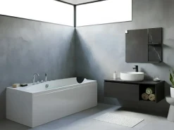 Outlet Wanna narożna z hydromasażem LED CAURA Prawostronny 175 x 80 cm Biały Wanny Z Hydromasażem|Wszystkie Wanny