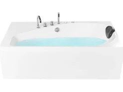 Outlet Wanna narożna z hydromasażem LED CAURA Prawostronny 175 x 80 cm Biały Wanny Z Hydromasażem|Wszystkie Wanny