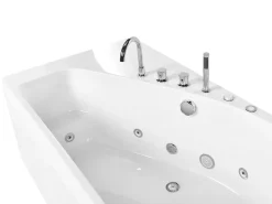 Outlet Wanna narożna z hydromasażem LED CAURA Prawostronny 175 x 80 cm Biały Wanny Z Hydromasażem|Wszystkie Wanny
