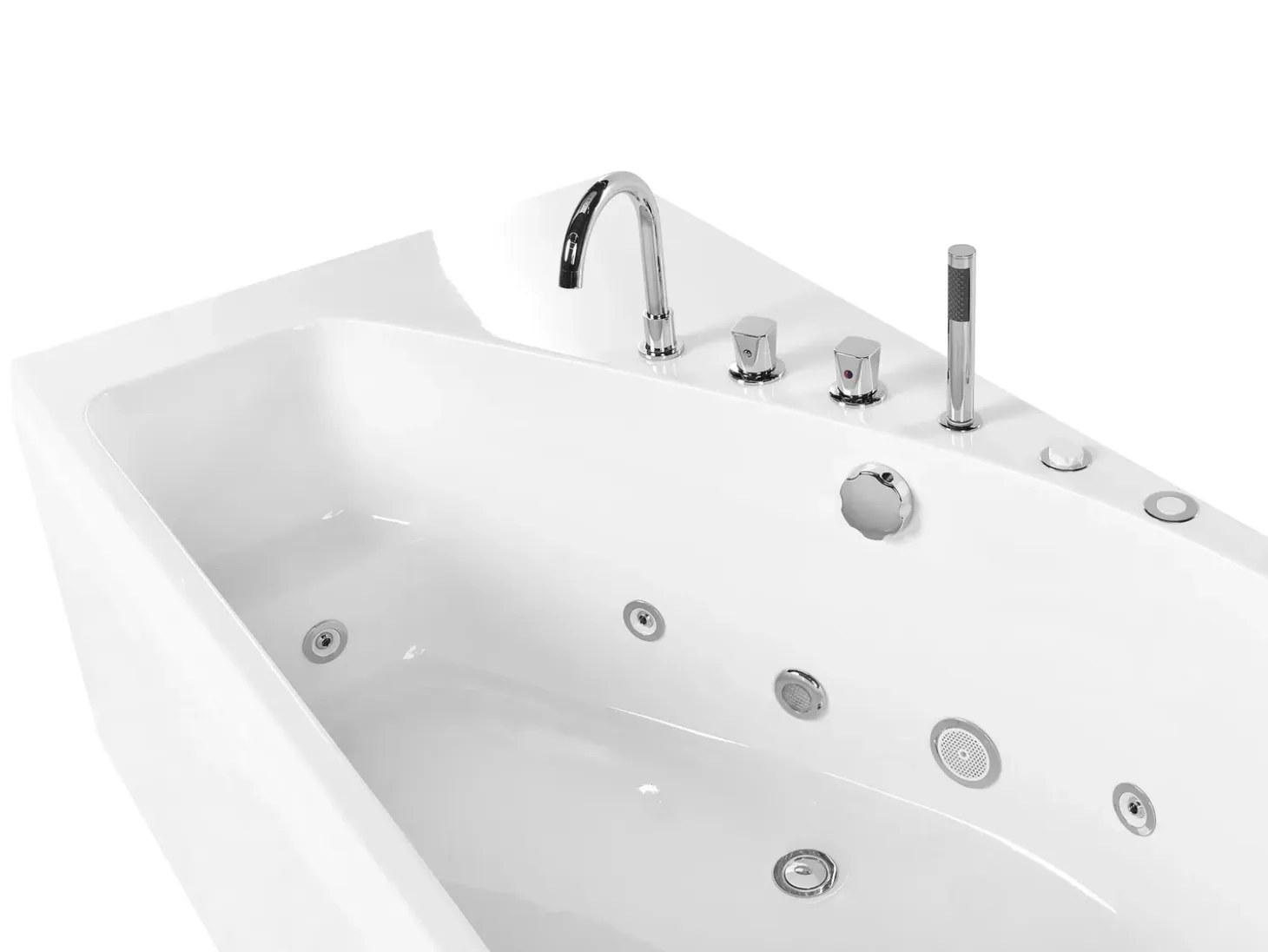 Outlet Wanna narożna z hydromasażem LED CAURA Prawostronny 175 x 80 cm Biały Wanny Z Hydromasażem|Wszystkie Wanny