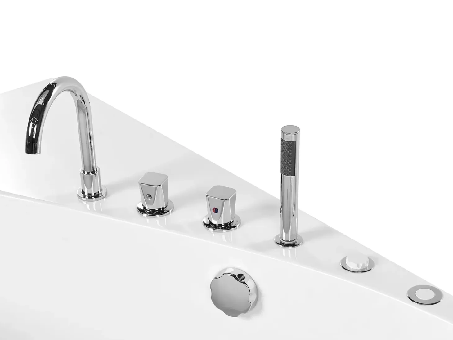 Outlet Wanna narożna z hydromasażem LED CAURA Prawostronny 175 x 80 cm Biały Wanny Z Hydromasażem|Wszystkie Wanny