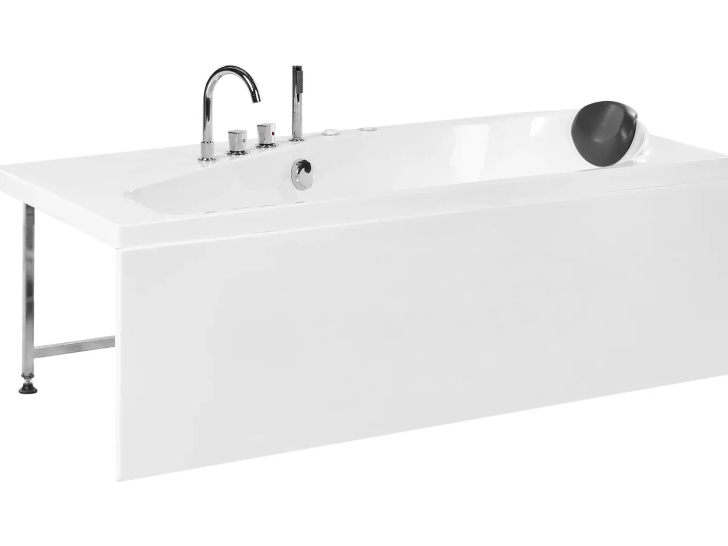 Outlet Wanna narożna z hydromasażem LED CAURA Prawostronny 175 x 80 cm Biały Wanny Z Hydromasażem|Wszystkie Wanny