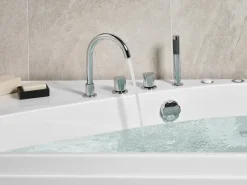 Outlet Wanna narożna z hydromasażem LED CAURA Prawostronny 175 x 80 cm Biały Wanny Z Hydromasażem|Wszystkie Wanny