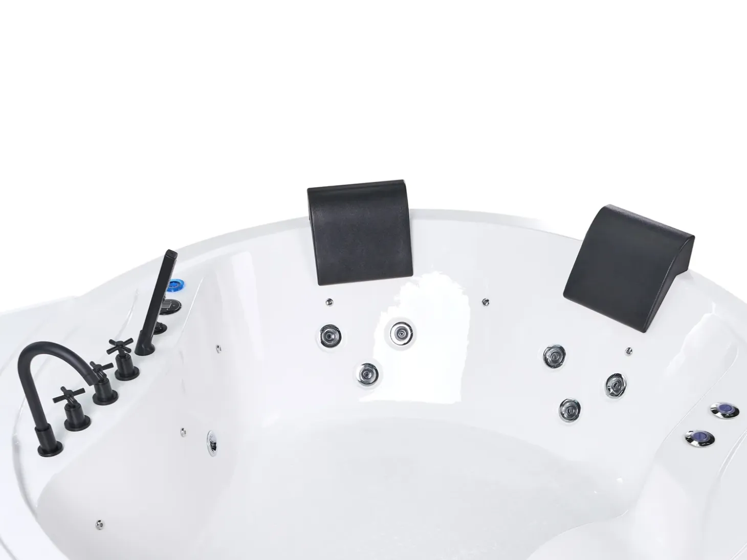 Outlet Wanna narożna z hydromasażem LED MANRESA Wbudowany głośnik Bluetooth 225 x 160 cm Biały Wszystkie Wanny|Wanny Z Hydromasażem