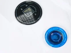 Outlet Wanna narożna z hydromasażem LED MANRESA Wbudowany głośnik Bluetooth 225 x 160 cm Biały Wszystkie Wanny|Wanny Z Hydromasażem