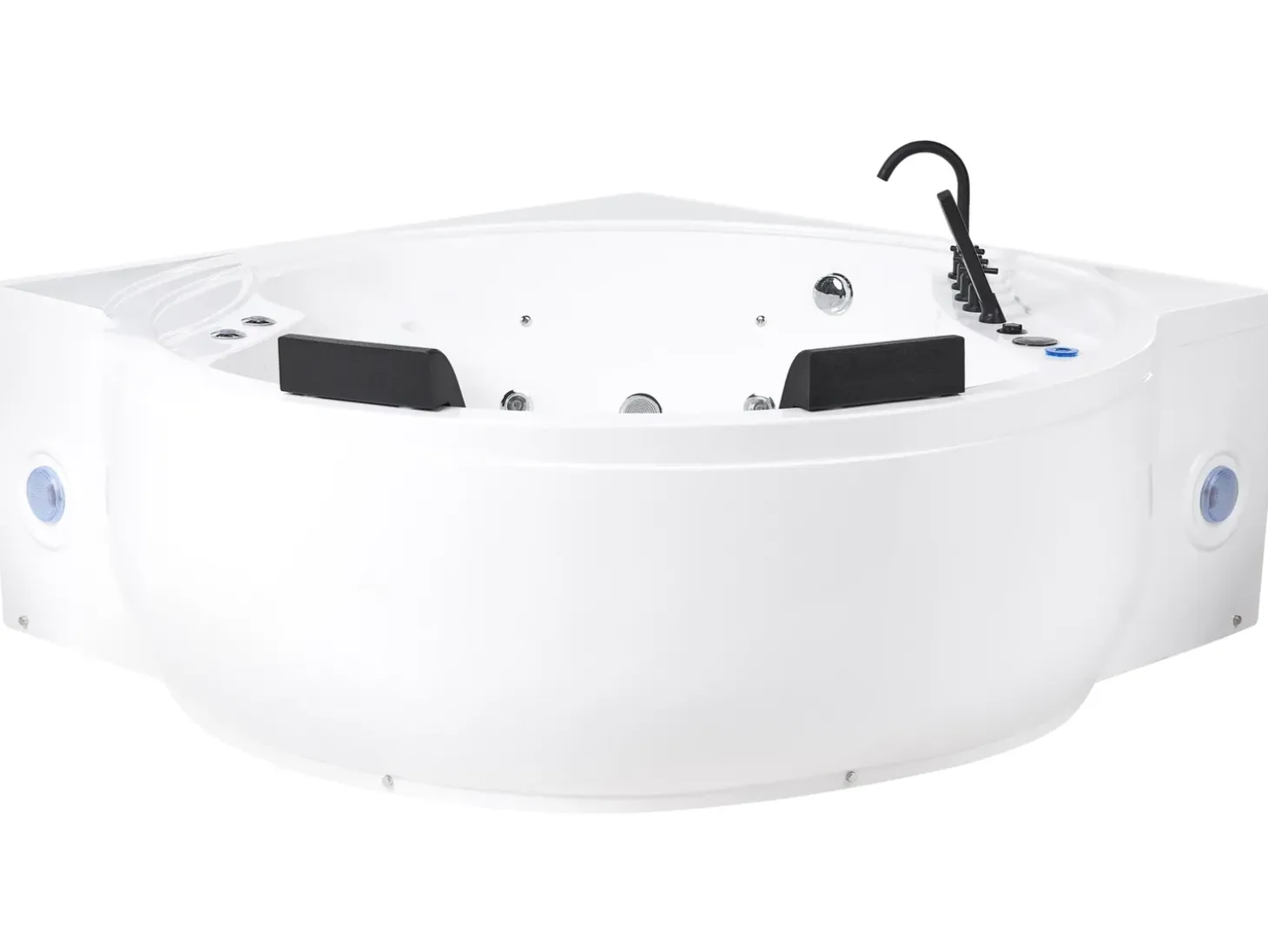 Outlet Wanna narożna z hydromasażem LED MANRESA Wbudowany głośnik Bluetooth 225 x 160 cm Biały Wszystkie Wanny|Wanny Z Hydromasażem