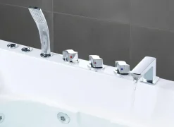 New Wanna narożna z hydromasażem LED POZUELOS 170 x 90 cm Biały Wanny Z Hydromasażem|Wszystkie Wanny