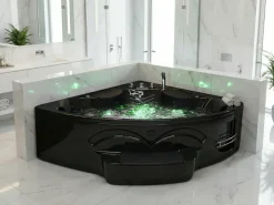 Discount Wanna narożna z hydromasażem LED CUYABENO 211 x 150 cm Wanny Z Hydromasażem|Wszystkie Wanny