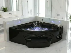 Discount Wanna narożna z hydromasażem LED CUYABENO 211 x 150 cm Wanny Z Hydromasażem|Wszystkie Wanny