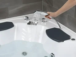 New Wanna narożna z hydromasażem LED CUYABENO 211 x 150 cm Wanny Z Hydromasażem|Wszystkie Wanny