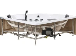New Wanna narożna z hydromasażem LED CUYABENO 211 x 150 cm Wanny Z Hydromasażem|Wszystkie Wanny