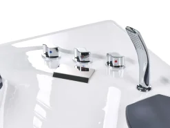 New Wanna narożna z hydromasażem LED CUYABENO 211 x 150 cm Wanny Z Hydromasażem|Wszystkie Wanny