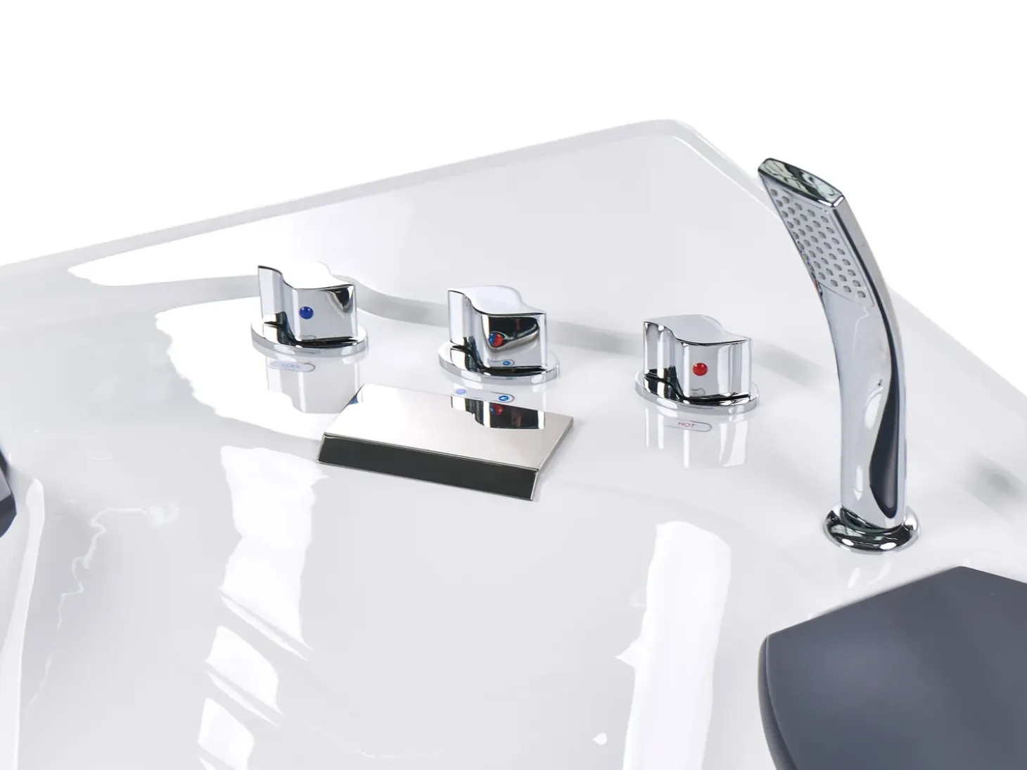New Wanna narożna z hydromasażem LED CUYABENO 211 x 150 cm Wanny Z Hydromasażem|Wszystkie Wanny