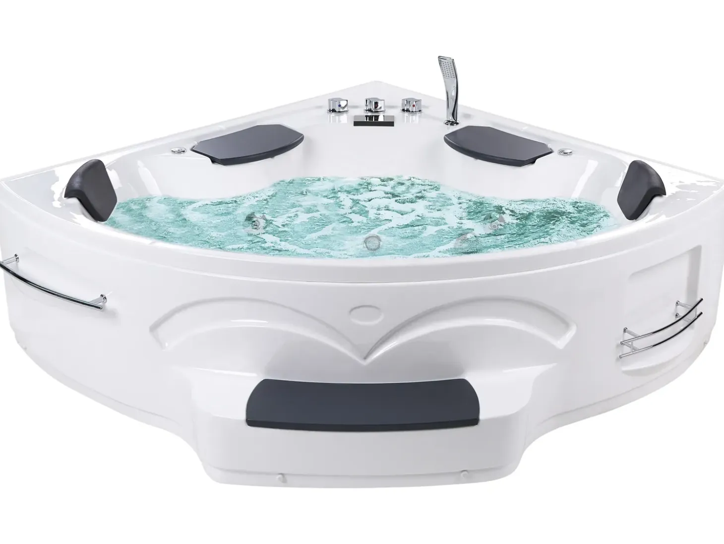New Wanna narożna z hydromasażem LED CUYABENO 211 x 150 cm Wanny Z Hydromasażem|Wszystkie Wanny