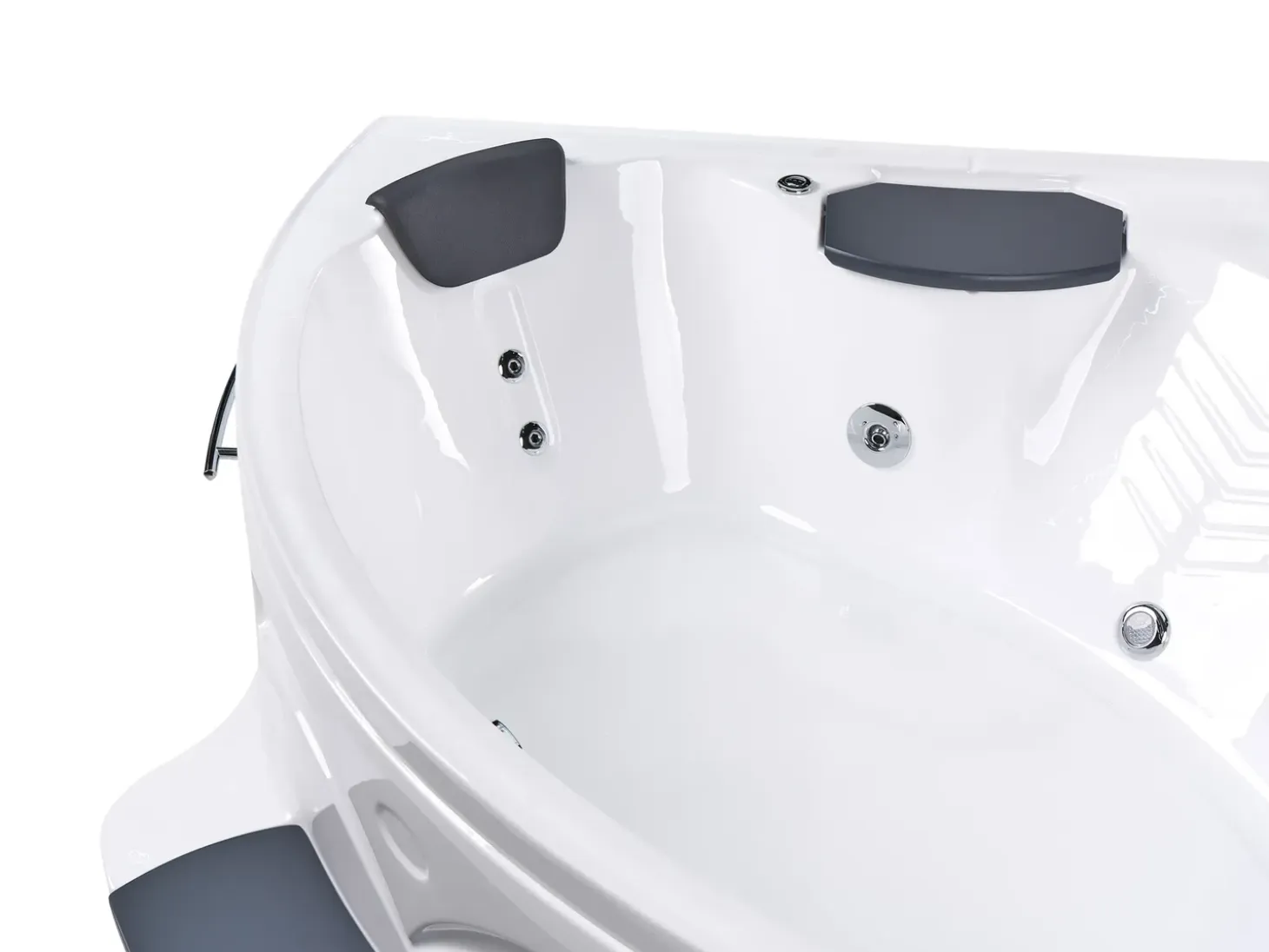 New Wanna narożna z hydromasażem LED CUYABENO 211 x 150 cm Wanny Z Hydromasażem|Wszystkie Wanny