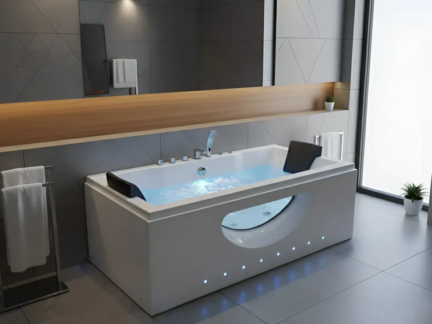 Discount Wanna narożna z hydromasażem LED HAWES 180 x 90 cm Wanny Z Hydromasażem|Wszystkie Wanny