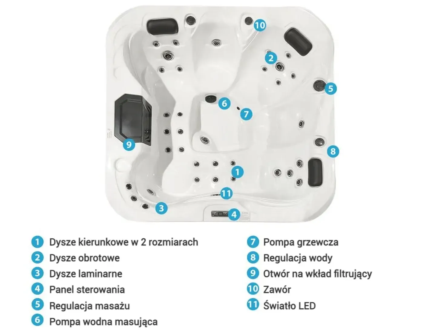 Wanna ogrodowa z hydromasażem LED LASTARRIA Biały
