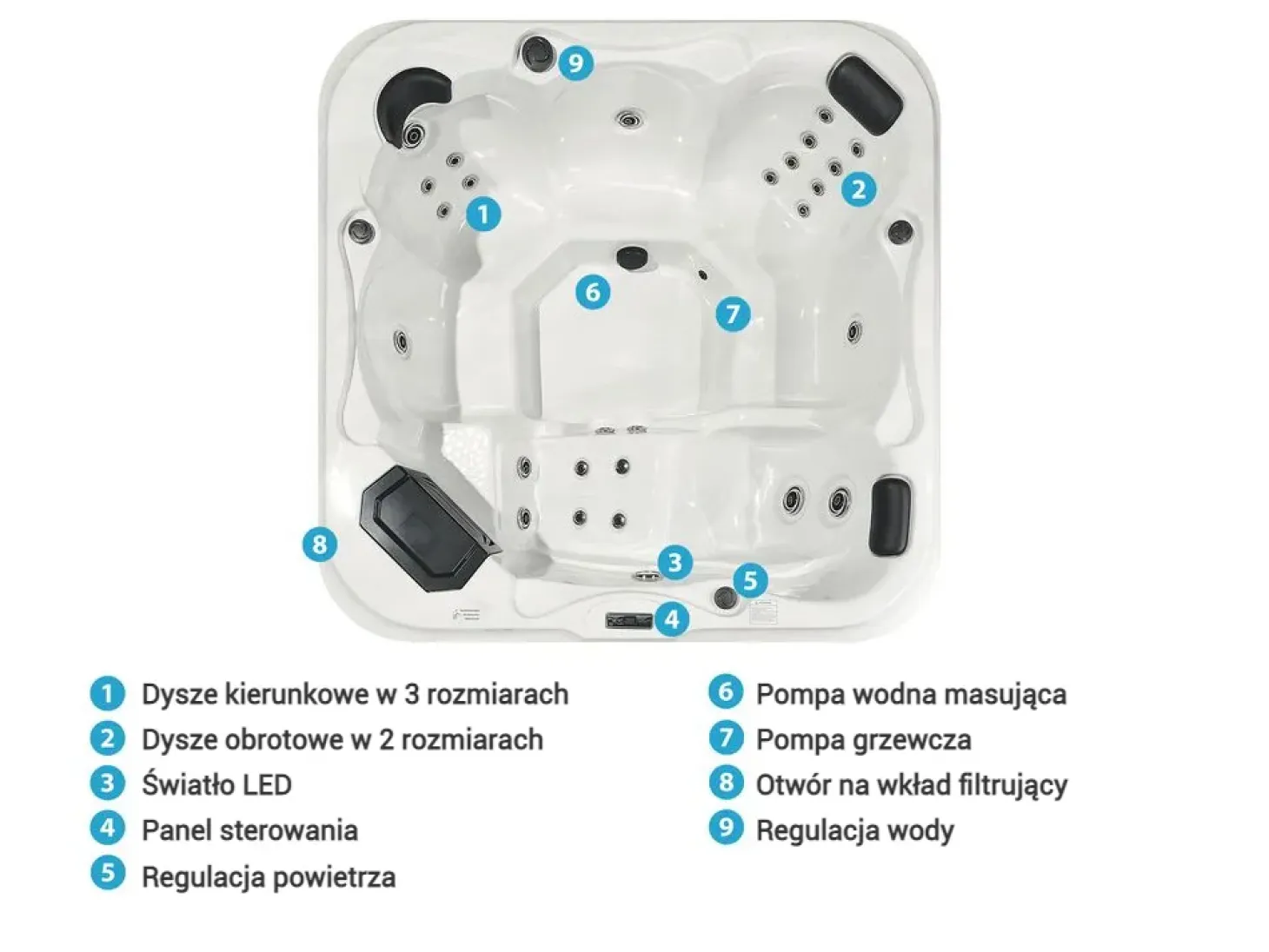 Wanna ogrodowa z hydromasażem LED TULAROSA Biały