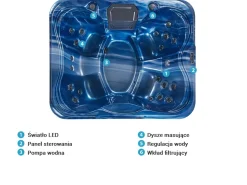 Wanna ogrodowa z hydromasażem LED ARCELIA Niebieski