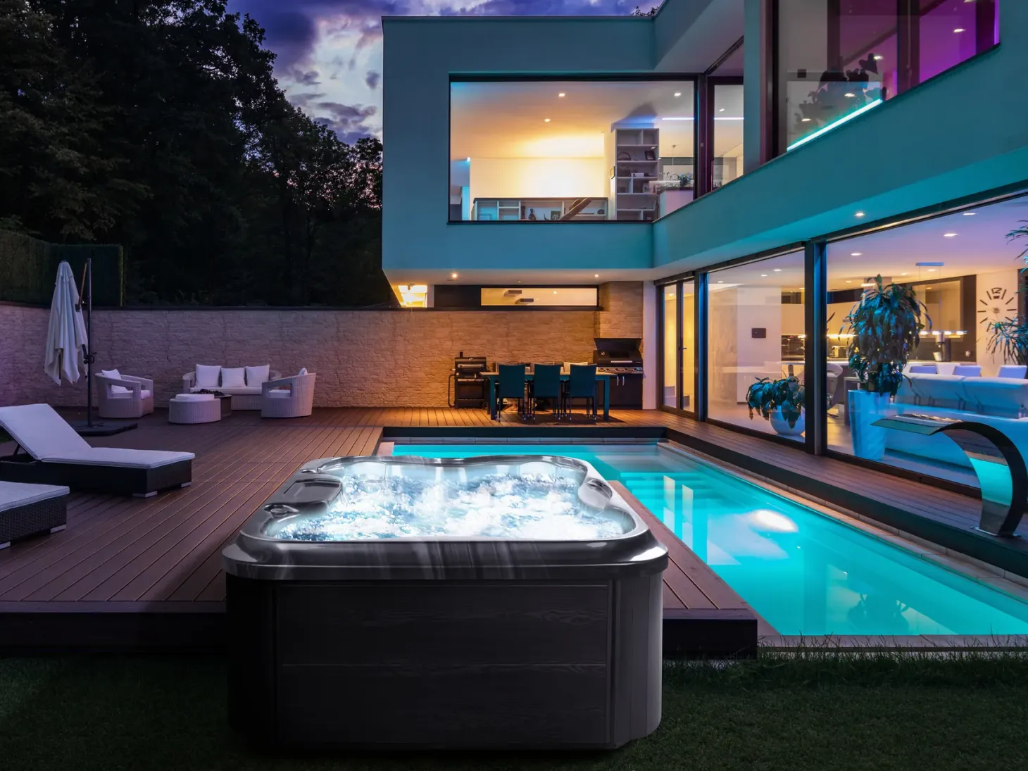 Wanna ogrodowa z hydromasażem LED ARCELIA Szary