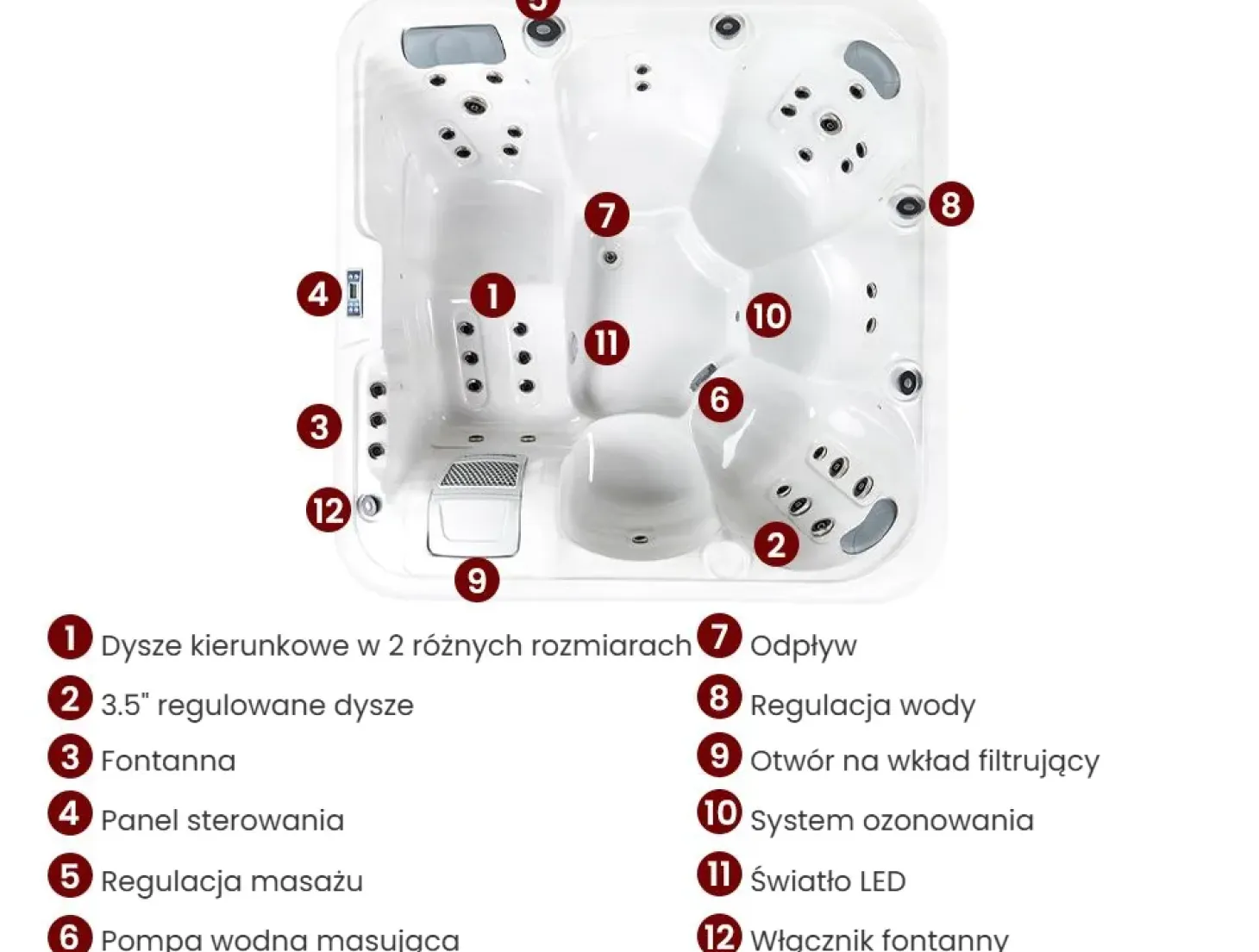 Wanna ogrodowa z hydromasażem LED CALIMA Biały