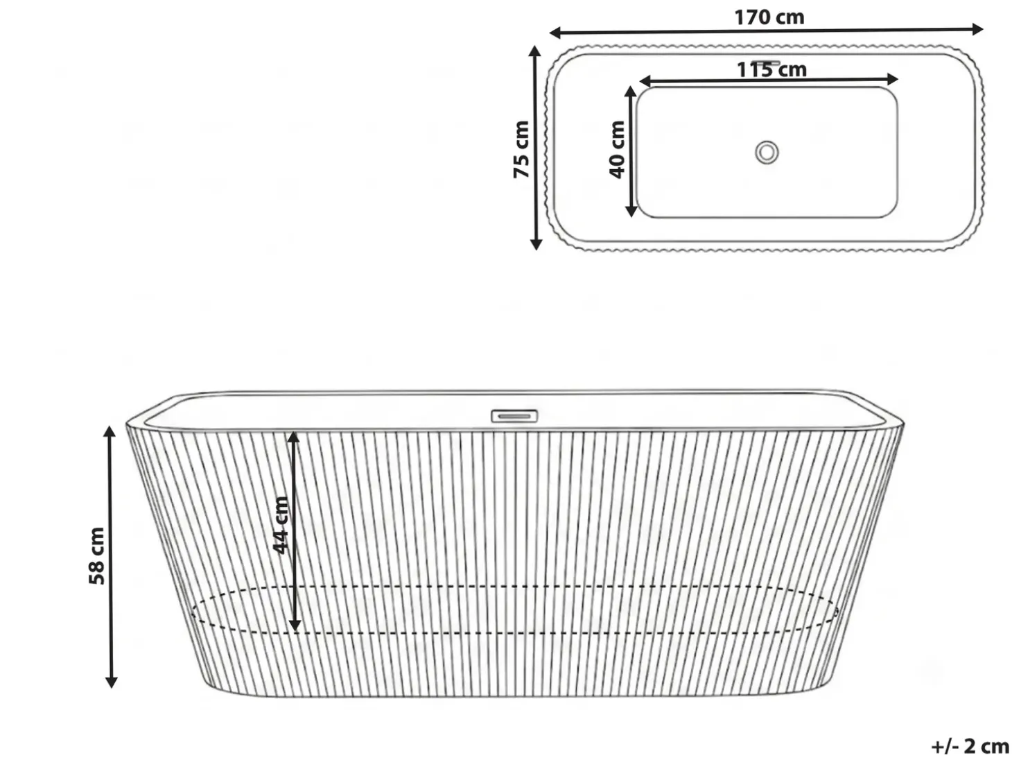 Best Wanna wolnostojąca ATCAMA 170 x 75 cm Wanny Wolnostojące|Wszystkie Wanny