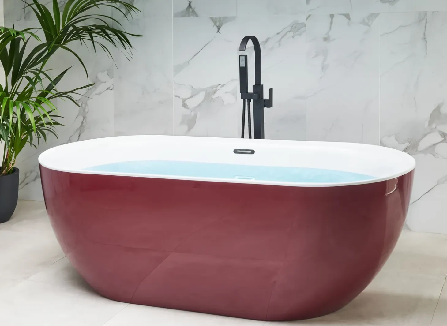 Clearance Wanna wolnostojąca CARRERA 170 x 80 cm Burgundowy Wanny Wolnostojące|Wszystkie Wanny