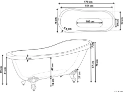 New Wanna wolnostojąca CAYMAN 170 x 76 cm Niebieski Wanny Wolnostojące|Wszystkie Wanny