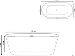 Outlet Wanna wolnostojąca HAVANA 150 x 75 cm Czarny/ biały Wanny Wolnostojące|Wszystkie Wanny