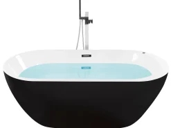 Online Wanna wolnostojąca LED z hydromasażem NEVIS 170 x 80 cm Czarny Wanny Wolnostojące|Wanny Z Hydromasażem