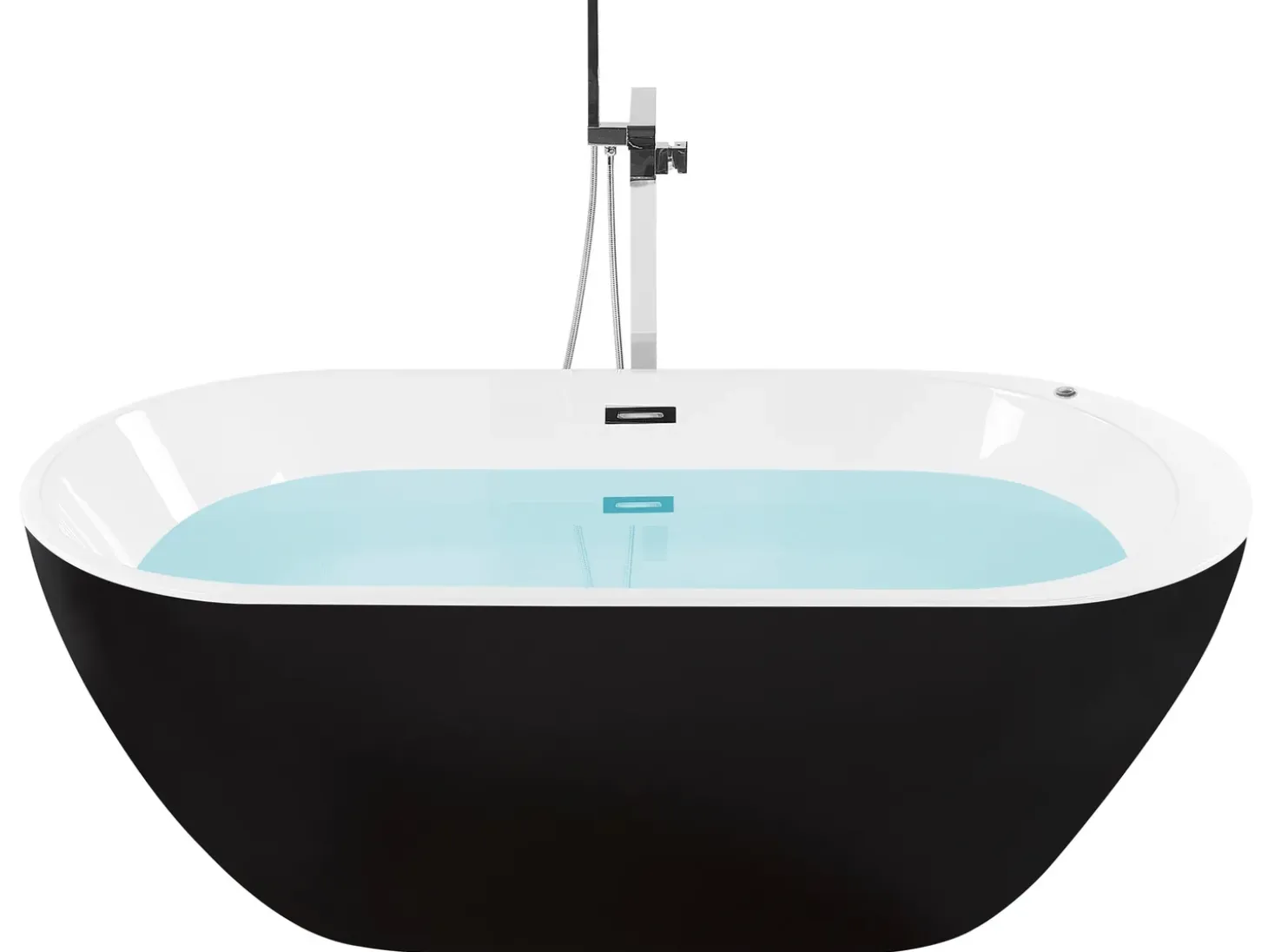Online Wanna wolnostojąca LED z hydromasażem NEVIS 170 x 80 cm Czarny Wanny Wolnostojące|Wanny Z Hydromasażem