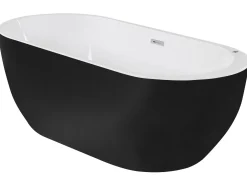 Online Wanna wolnostojąca LED z hydromasażem NEVIS 170 x 80 cm Czarny Wanny Wolnostojące|Wanny Z Hydromasażem