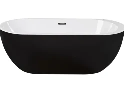 Online Wanna wolnostojąca LED z hydromasażem NEVIS 170 x 80 cm Czarny Wanny Wolnostojące|Wanny Z Hydromasażem