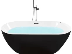 Online Wanna wolnostojąca LED z hydromasażem NEVIS 170 x 80 cm Czarny Wanny Wolnostojące|Wanny Z Hydromasażem
