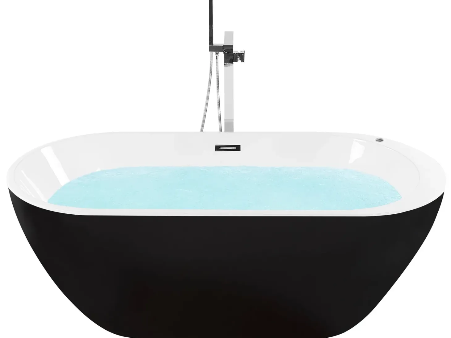 Online Wanna wolnostojąca LED z hydromasażem NEVIS 170 x 80 cm Czarny Wanny Wolnostojące|Wanny Z Hydromasażem