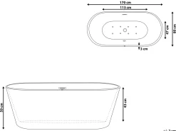 Clearance HAVANA 170 x 80 cm Biały Wanny Wolnostojące|Wanny Z Hydromasażem