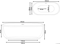 Outlet Wanna wolnostojąca PINEL 170 x 80 cm Czarny Wanny Wolnostojące|Wszystkie Wanny
