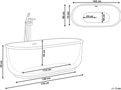 Discount Wanna wolnostojąca PINEL 170 x 80 cm Srebrny Wanny Wolnostojące|Wszystkie Wanny
