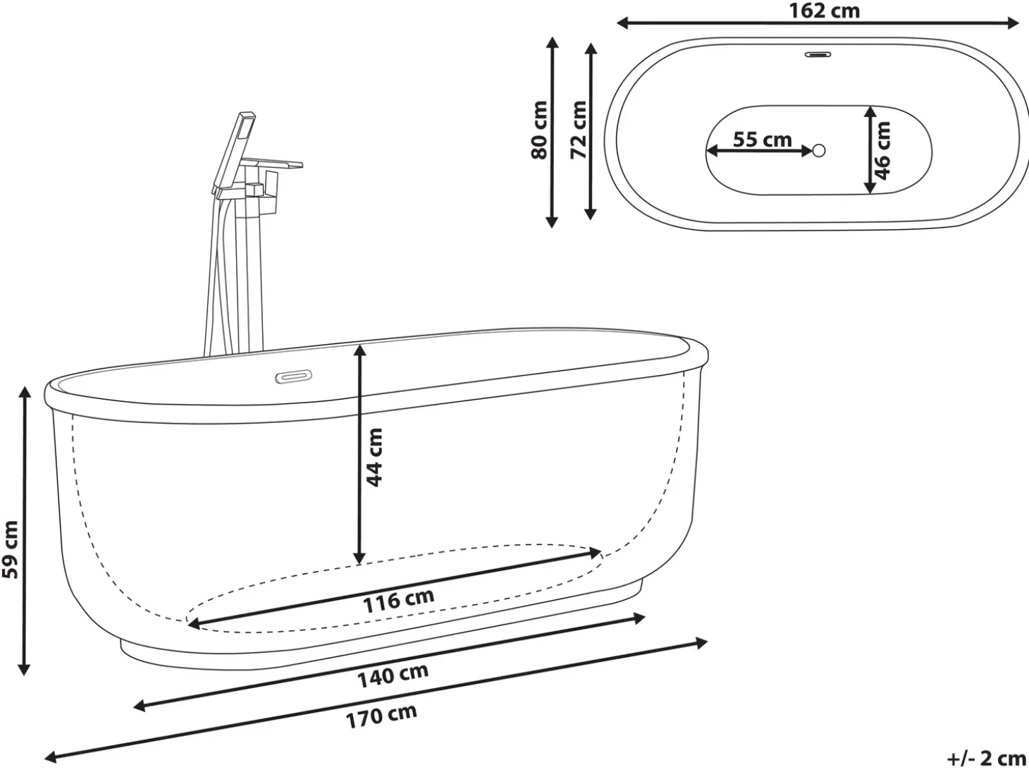 Discount Wanna wolnostojąca PINEL 170 x 80 cm Srebrny Wanny Wolnostojące|Wszystkie Wanny