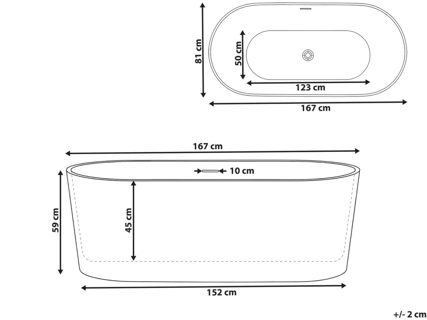 Best Wanna wolnostojąca RESTINGA 167 x 81 cm Wanny Wolnostojące|Wszystkie Wanny