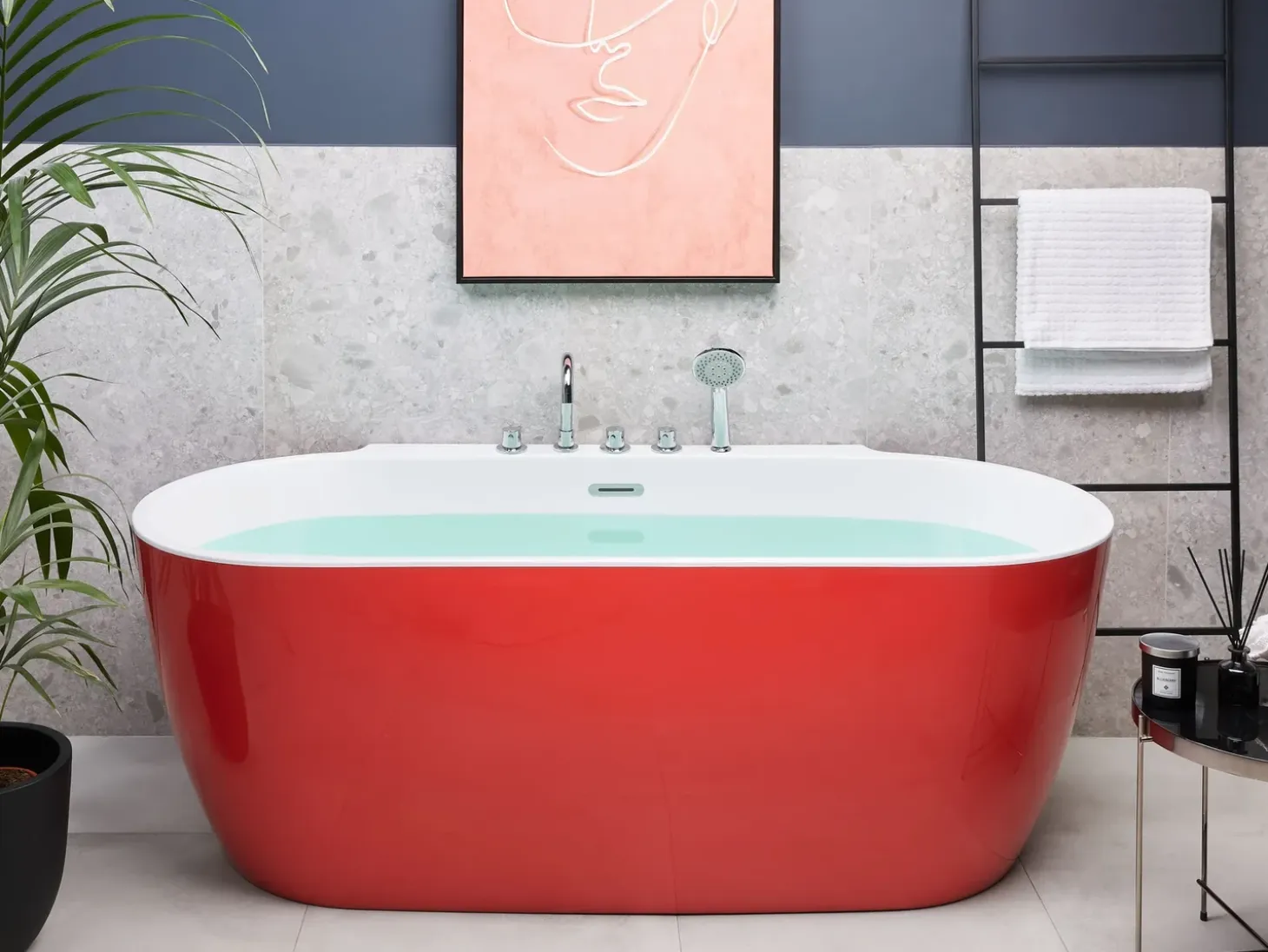 Discount Wanna wolnostojąca ROTSO 170 x 80 cm Czerwony Wanny Wolnostojące|Wszystkie Wanny