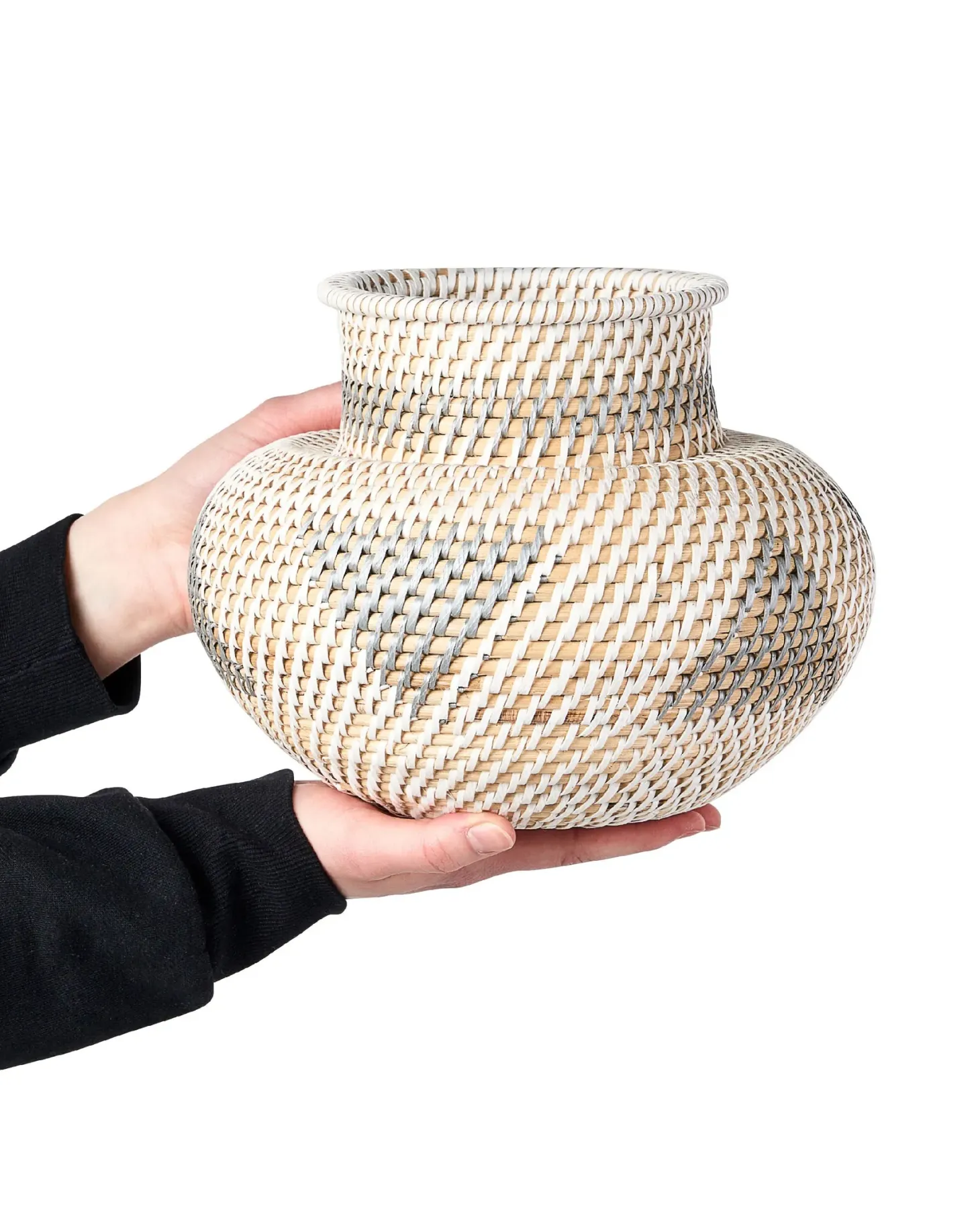 Wazon dekoracyjny ASAHAN Rattan 22 cm Naturalny