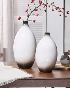 Wazon dekoracyjny BAEZA Ceramika 46 cm Biały