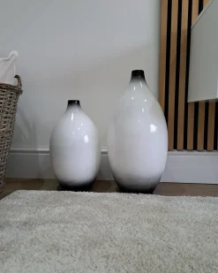 Wazon dekoracyjny BAEZA Ceramika 36 cm Biały
